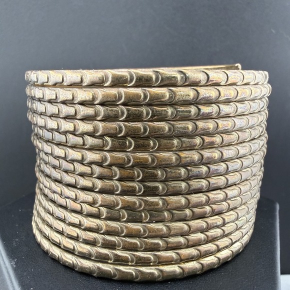 Estate Jewelry - Vintage Bangle Bracelet Wide Stacked Wire 8.5"